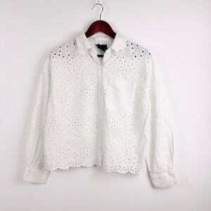 Nordstrom Liv Los Angeles Women Eyelet Lace Blouse Button Up Cottage Coastal M
